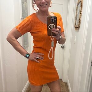 Orange Textured Women's Dress Large